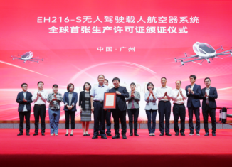 CAAC Production Certificate Secured by EHang for the EH216-S